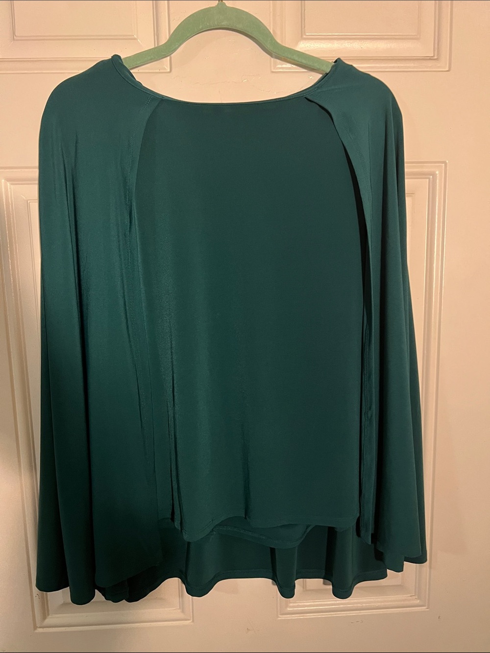 IMAN Teal Green Flowing Cape Sleeve Top
